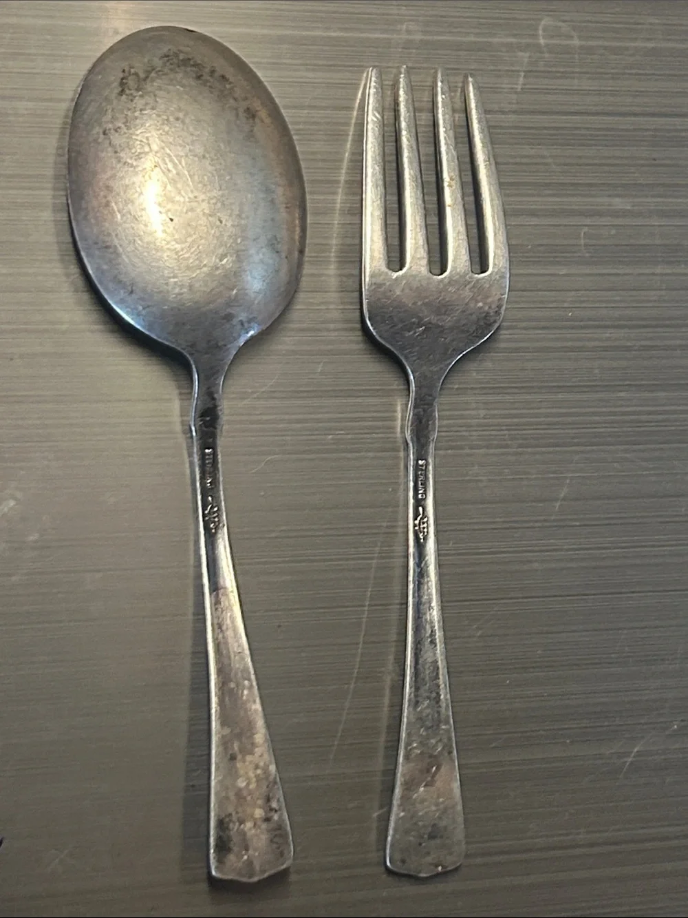 25 grams of Vintage Sterling Silver Baby Fork and Spoon Set - Silver